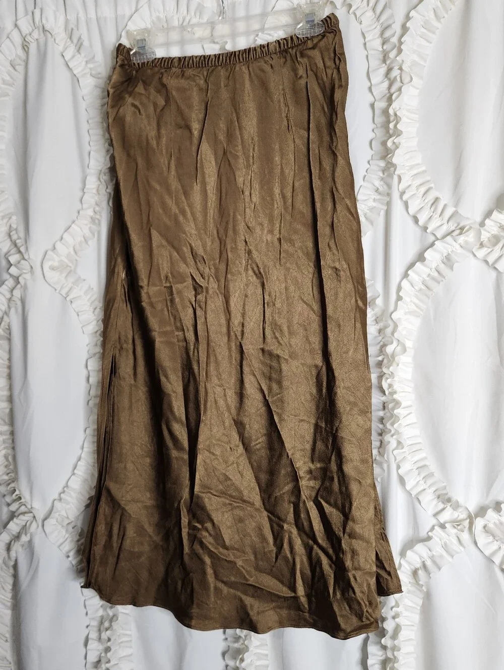 J Crew Collection Silky Side Slit Maxi Skirt Pull On Luster Crepe BR534 Sz Small